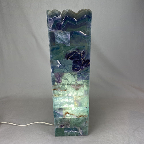 Fluorite prism marquetry lamp, rustic edge, view 2 | Cayen Home