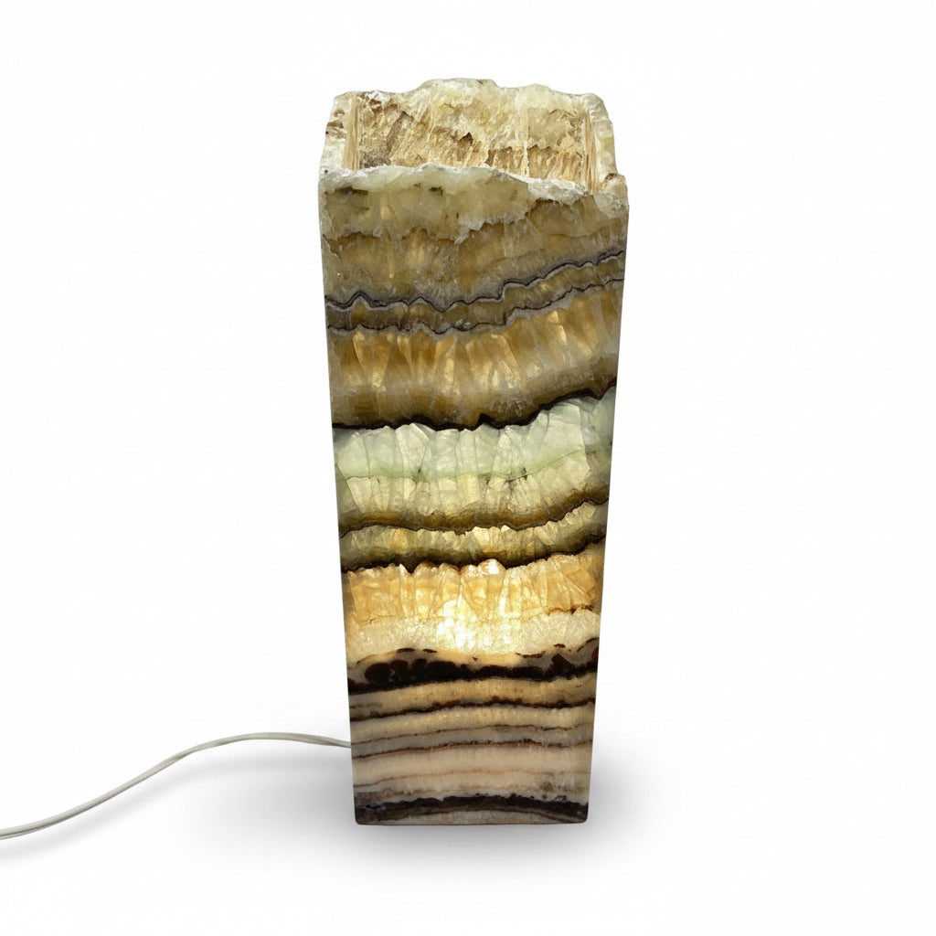 Serpentine onyx prism lamp, rustic edge, view 6 | Cayen Home