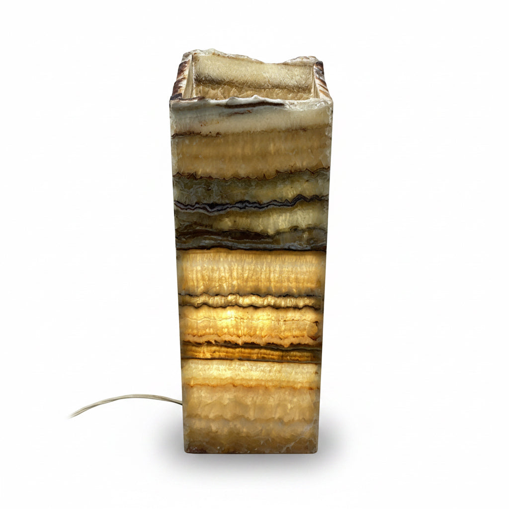 Serpentine onyx prism lamp, rustic edge, view 7 | Cayen Home