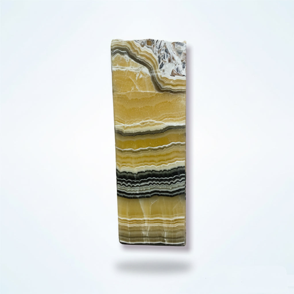 Zebra aragonite prism lamp, rustic edge, view 2 | Cayen Home
