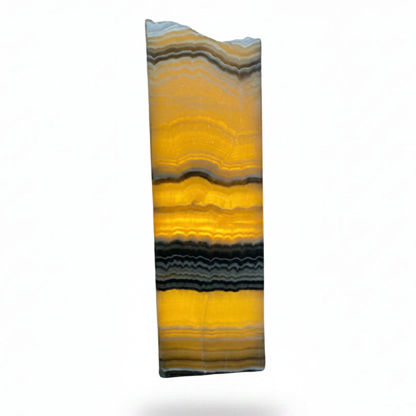 Zebra aragonite prism lamp, rustic edge | Cayen Home