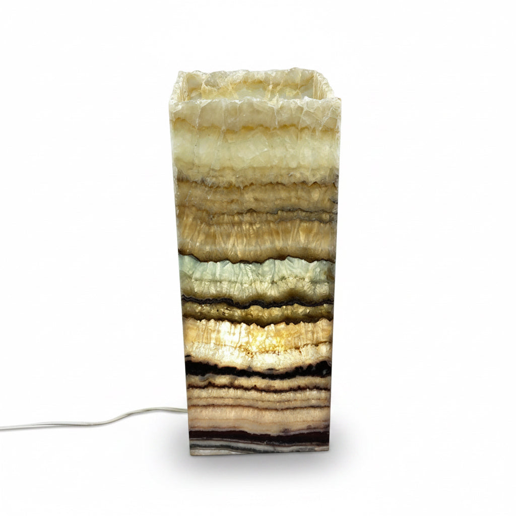 Serpentine onyx prism lamp, rustic edge, 20x20x50cm, view 4 | Cayen Home