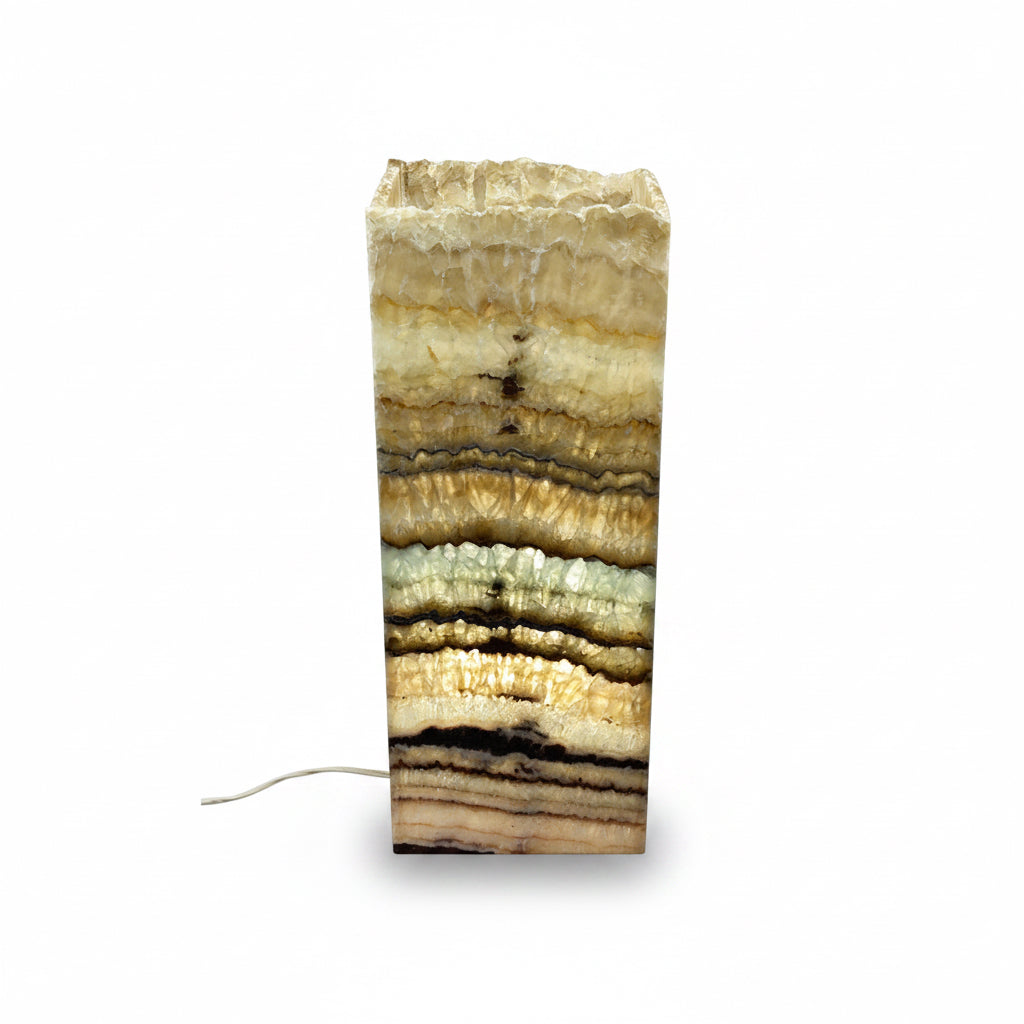 Serpentine onyx prism lamp, rustic edge, 20x20x50cm, view 7 | Cayen Home