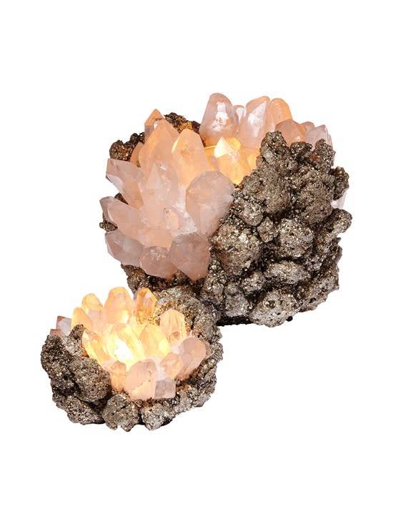 Clear quartz and pyrite votive, large | Cayen Home
