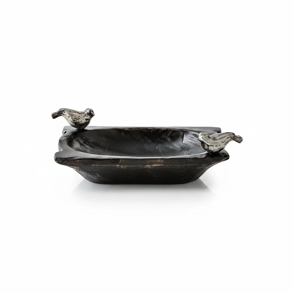 Jan Barboglio Chiquito Batea with 2 birds, wax-cast iron | Cayen Home