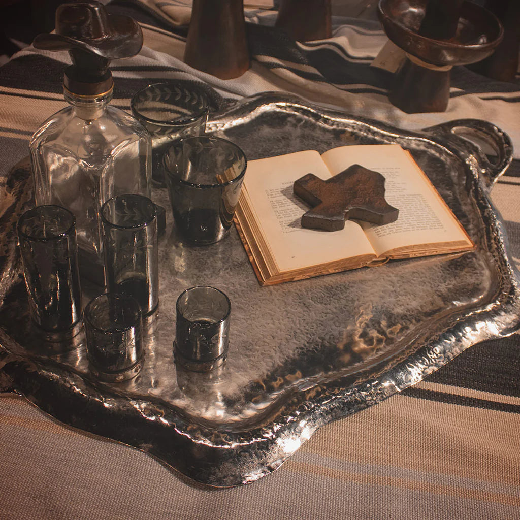 Jan Barboglio Maximillian nickel tray, view 2 | Cayen Home