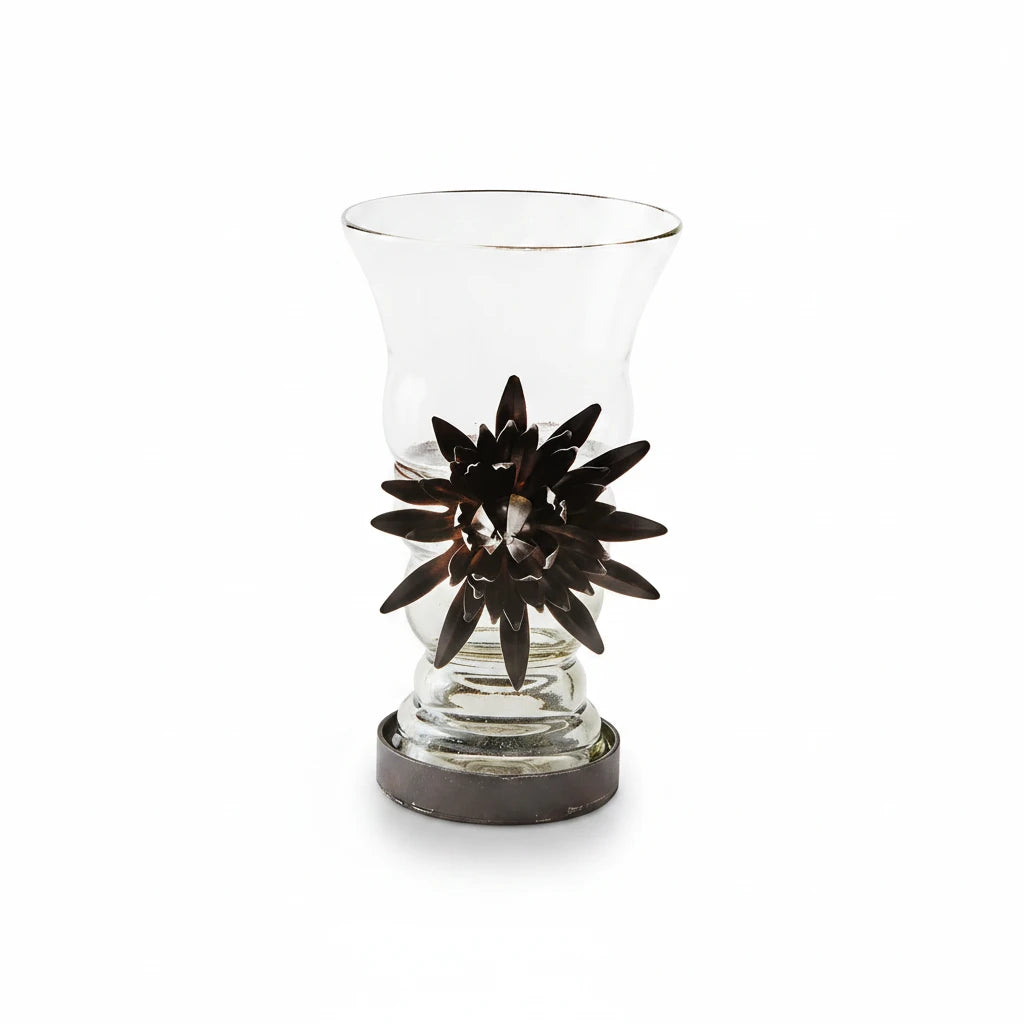 Jan Barboglio Florero vase with iron forged sunflower and base | Cayen Home