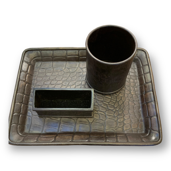 Maitland-Smith crocodile brass desk set | Cayen Home