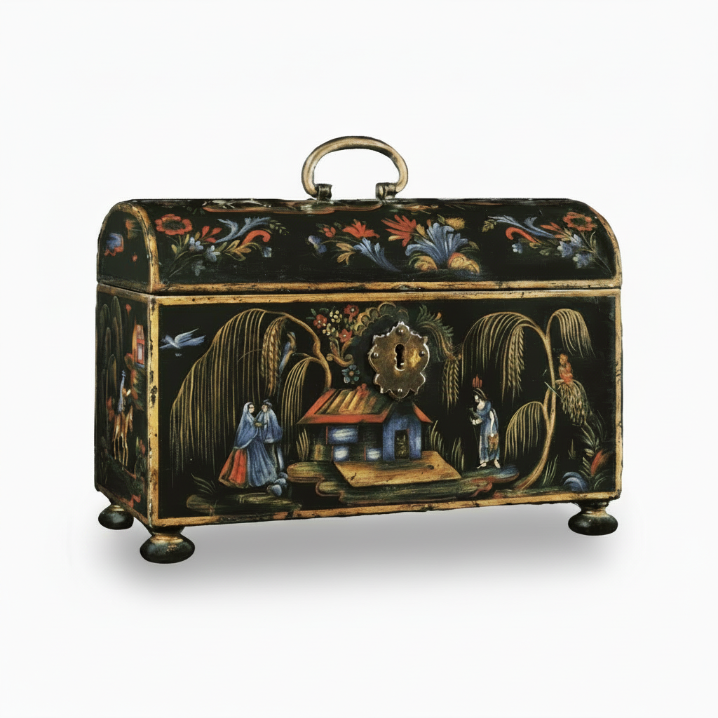 Alfonso Marina hand-painted Manila small coffer with Oriental influence | Cayen Home