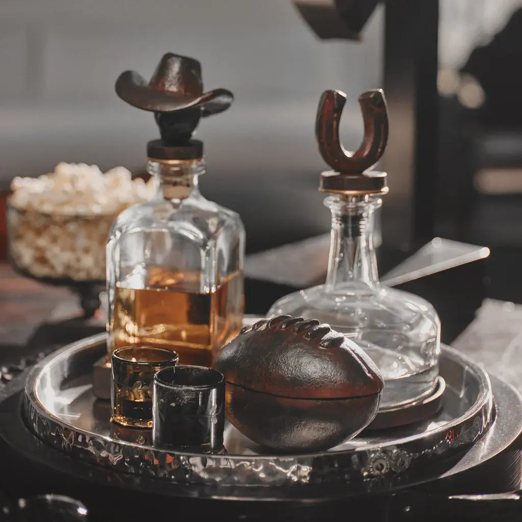Jan Barboglio Vaquero decanter with cowboy head topper, view 4 | Cayen Home