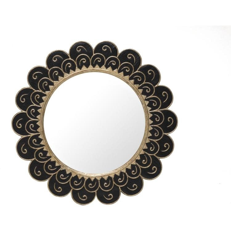 Maitland-Smith matte black mirror with gold leaf | Cayen Home