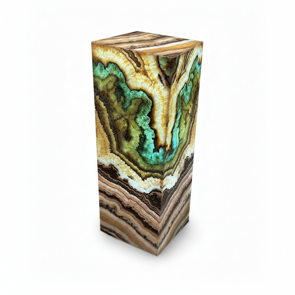 Serpentine Onyx Prism Lamp 30x30x90