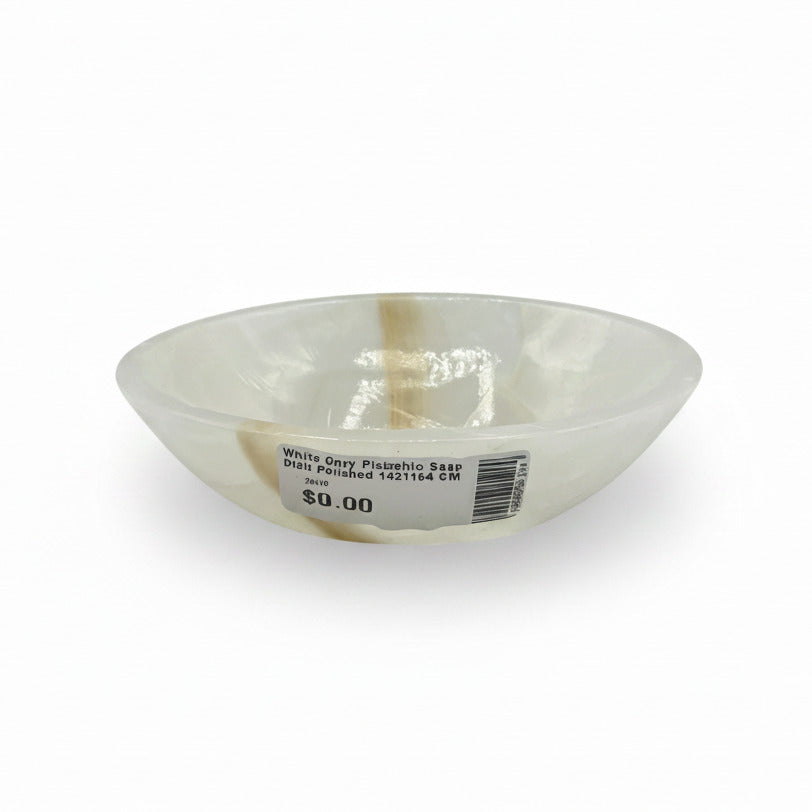 White Onyx Pistachio Soap Dish Polished 14x11x4 CM