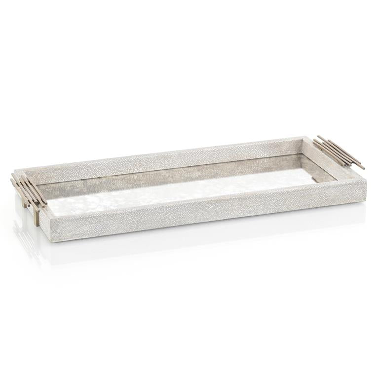 John-Richard gray shagreen and mirrored glass tray | Cayen Home