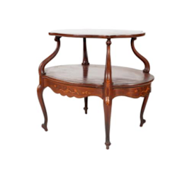 Two-tier mahogany and marquetry oval table | Cayen Home