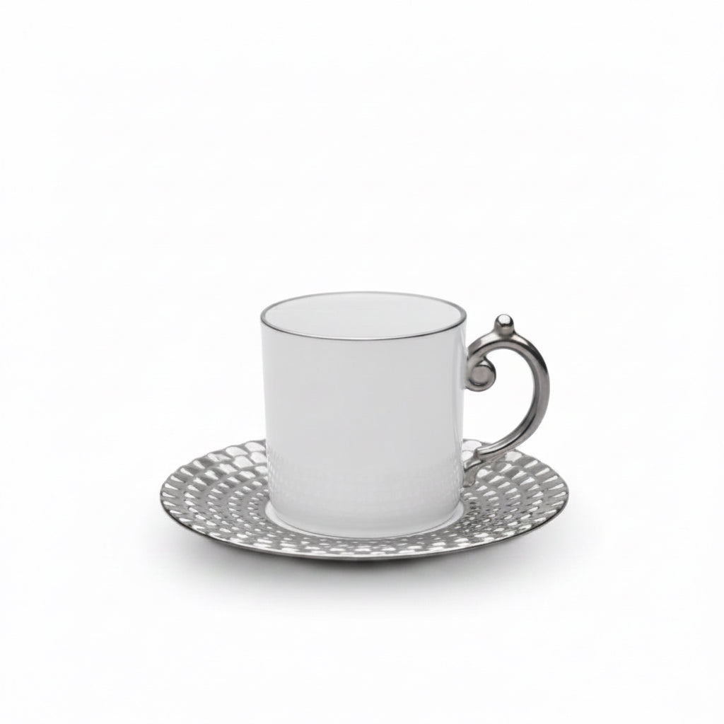 L'Objet Aegean espresso cup and saucer, gift box of 6, gold, view 4 | Cayen Home