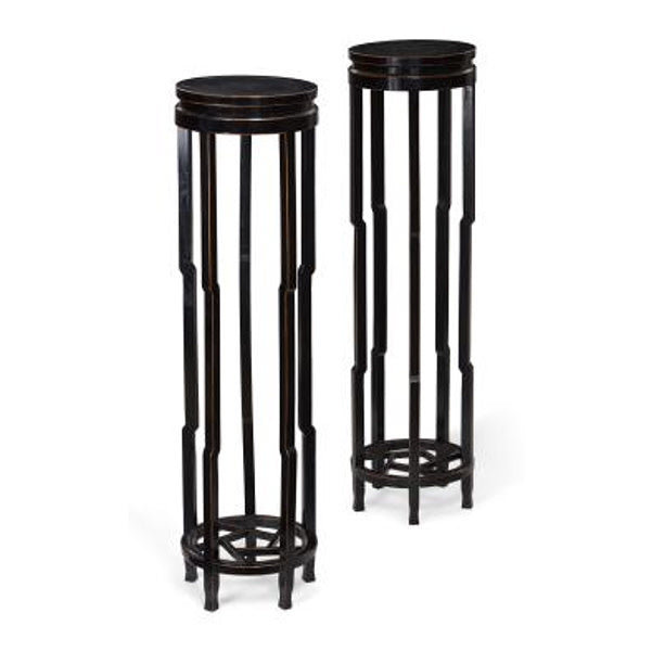 Chinese ebonized elm pedestals, pair | Cayen Home