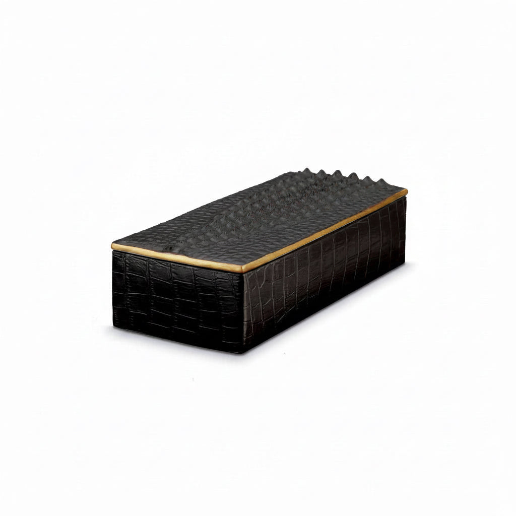 L'Objet crocodile rectangular box, gold | Cayen Home
