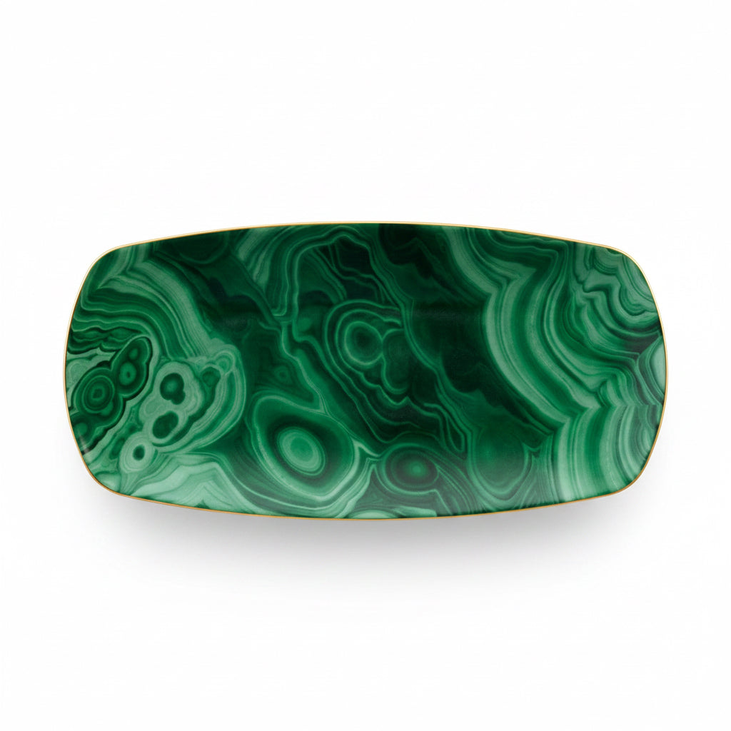 L'Objet Malachite rectangular tray, medium | Cayen Home