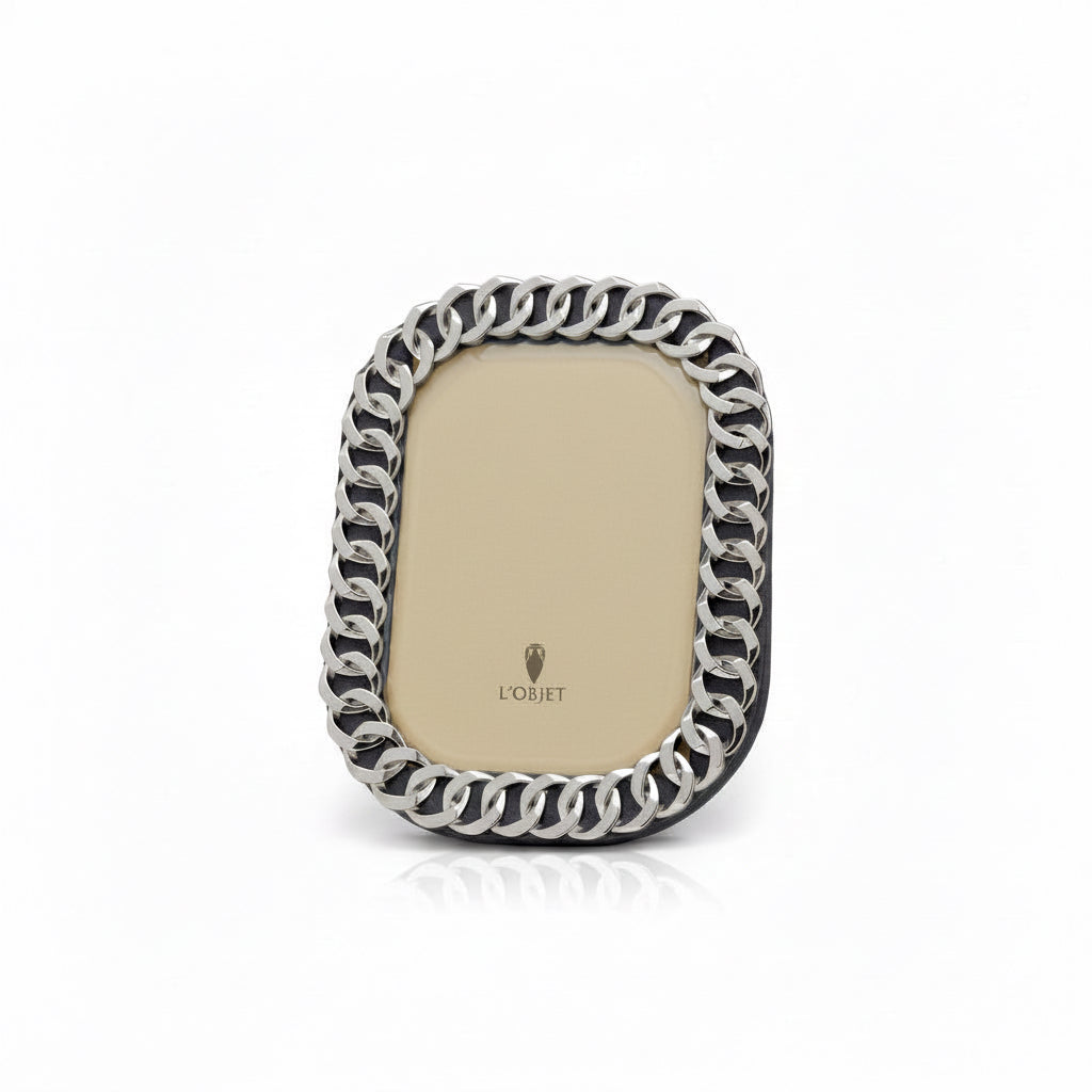 L'Objet platinum Cuban link frame, 5x7 | Cayen Home