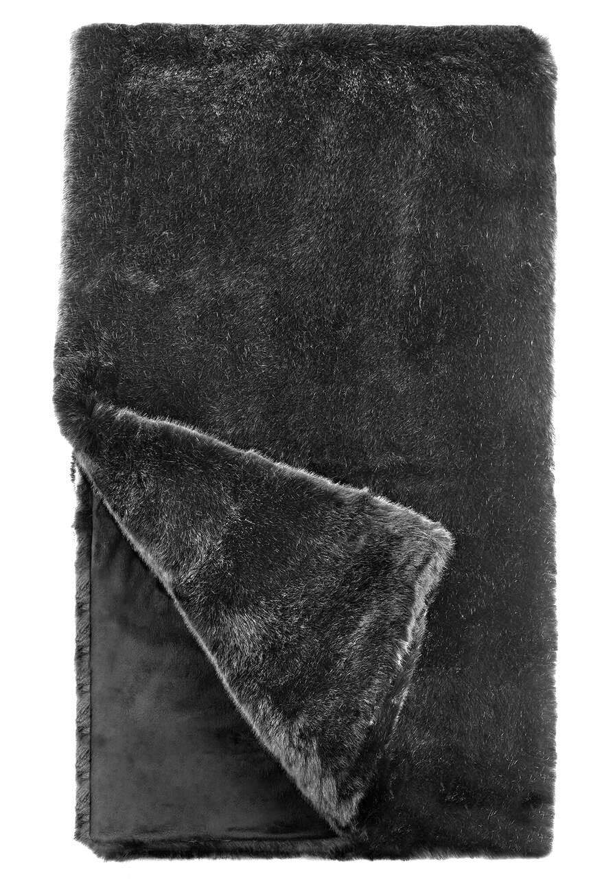 Graphite mink faux fur throw, 60x72 | Cayen Home