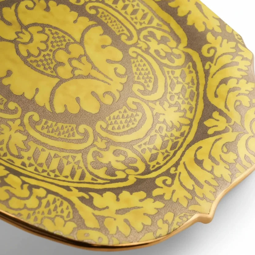 L'Objet Fortuny Orsini yellow round platter, large, view 3 | Cayen Home