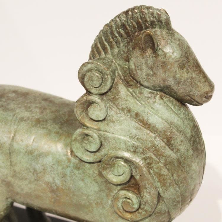 Maitland-Smith Pompeian bronze horse sculpture on waxstone base, view 2 | Cayen Home