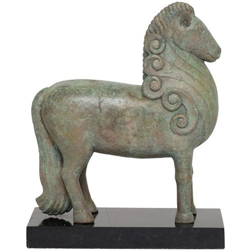 Maitland-Smith Pompeian bronze horse sculpture on waxstone base | Cayen Home