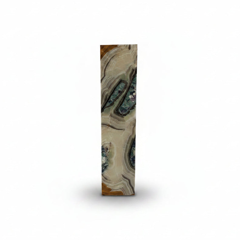 Green onyx square pedestal luminary, 12x12x52in | Cayen Home