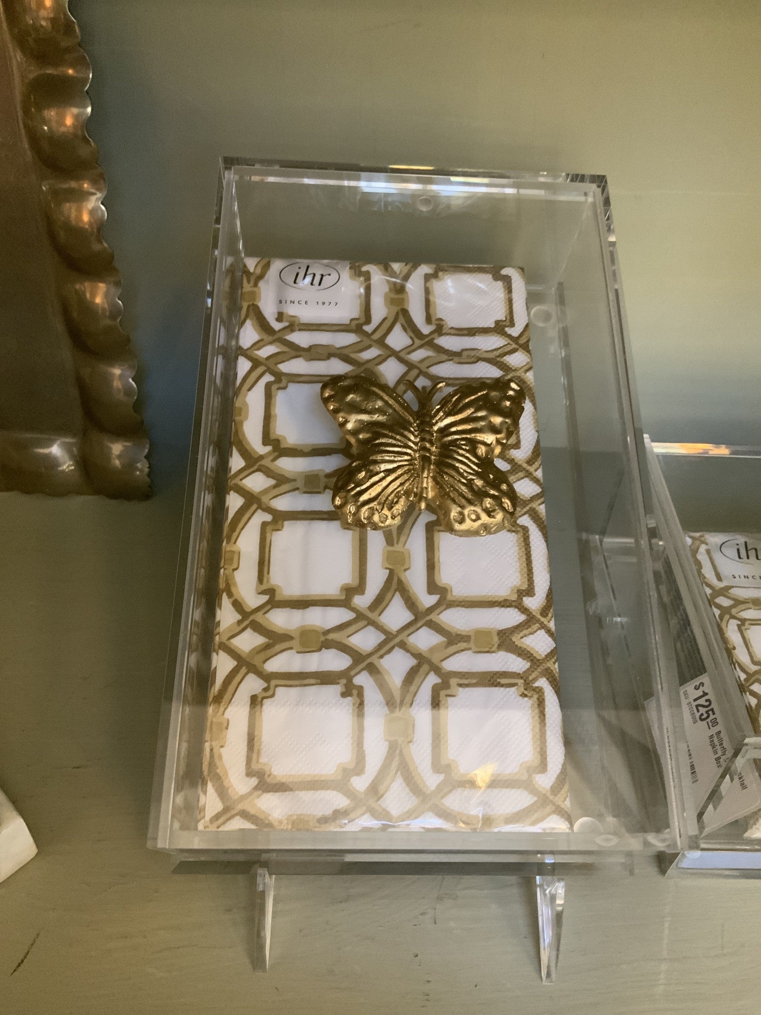 Southern Tribute butterfly guest towel box, clear, view 3 | Cayen Home