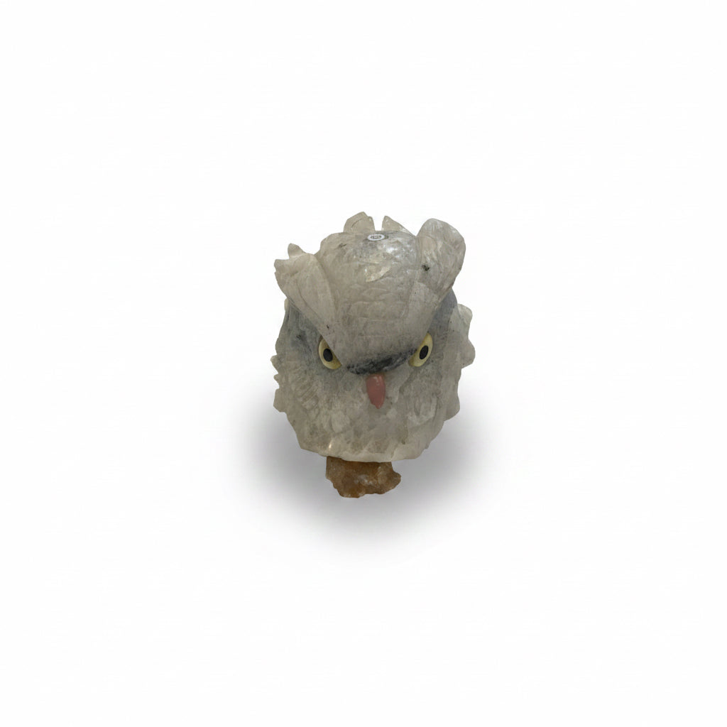 Quartz carved owl, view 2 | Cayen Home