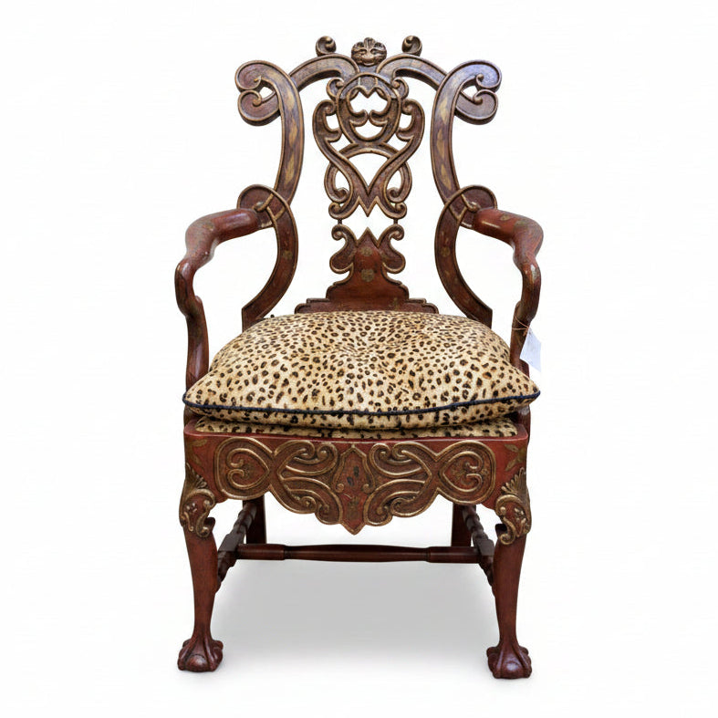 Portuguese chair with animal print loose cushion by Charles Pollock | Cayen Home