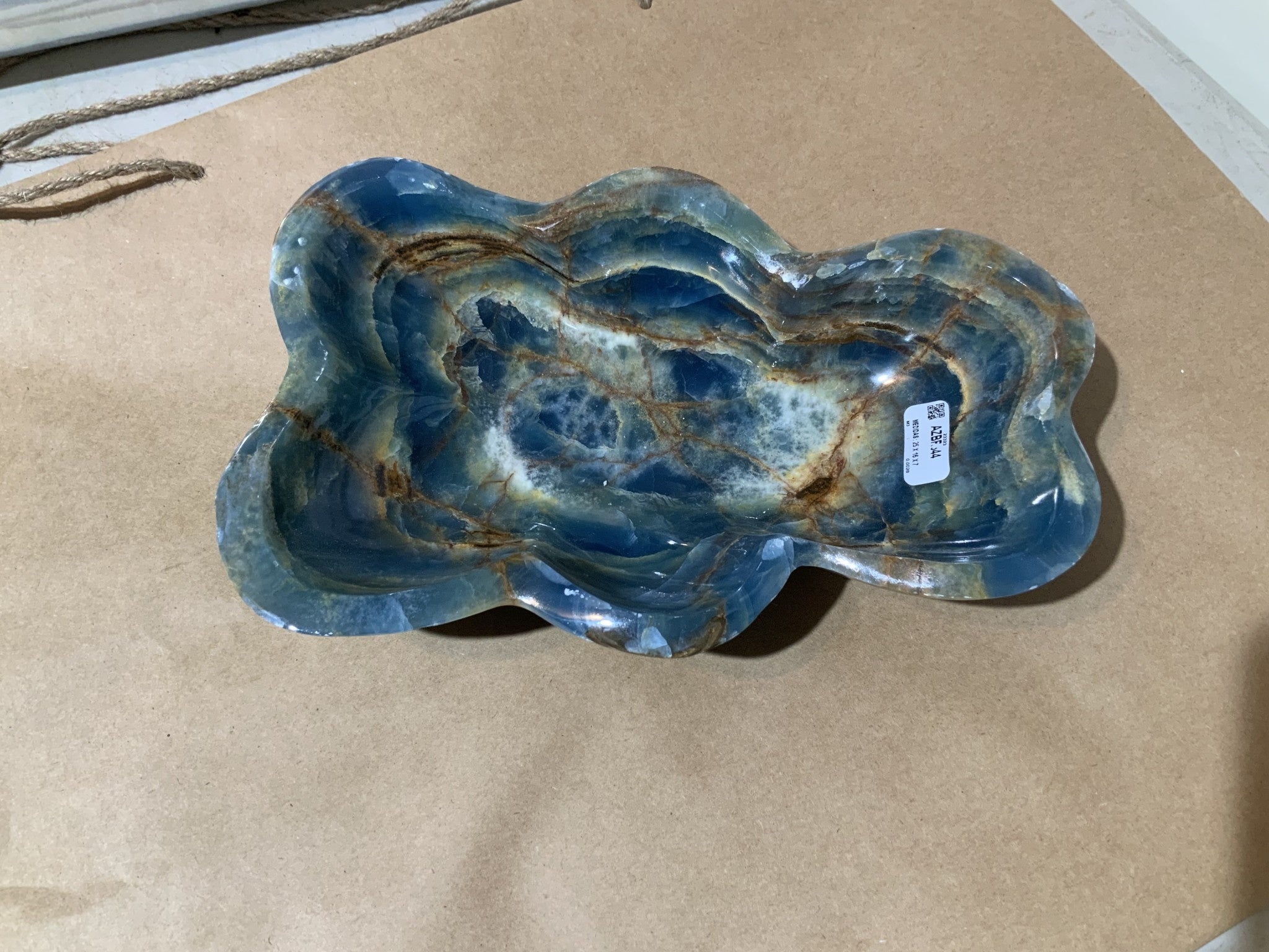 Blue onyx bowl, organic form, view 2 | Cayen Home