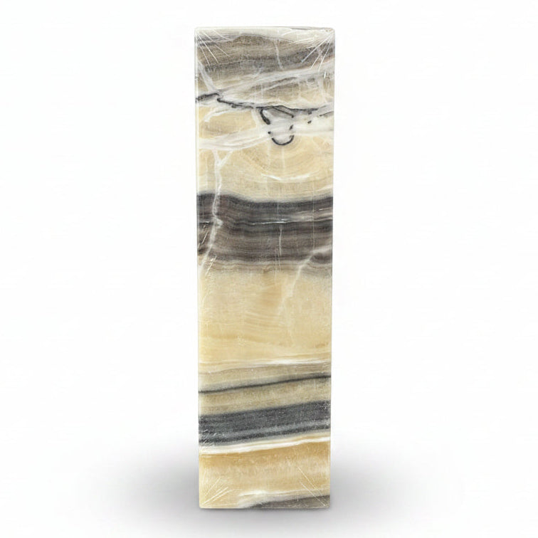Zebra onyx prism lamp, clear, rustic edge | Cayen Home
