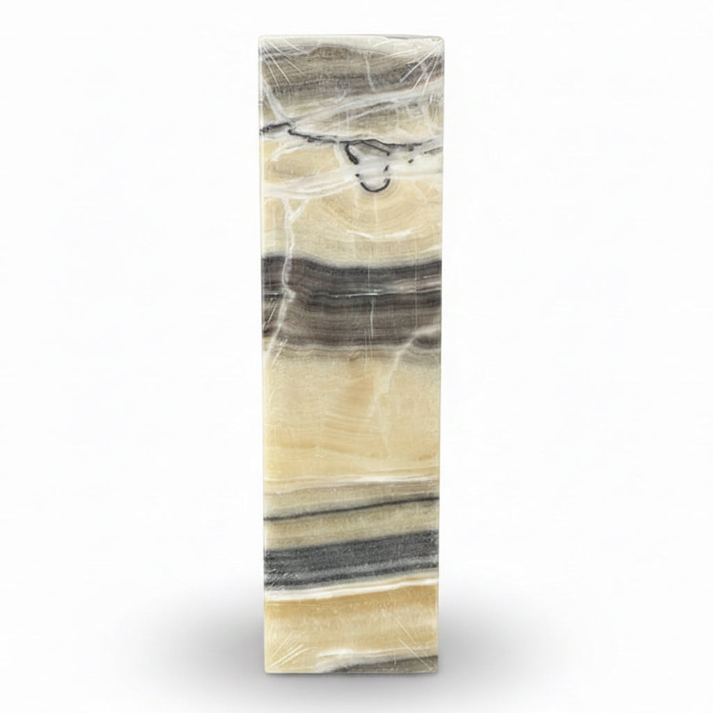 Zebra onyx prism lamp, clear, rustic edge | Cayen Home