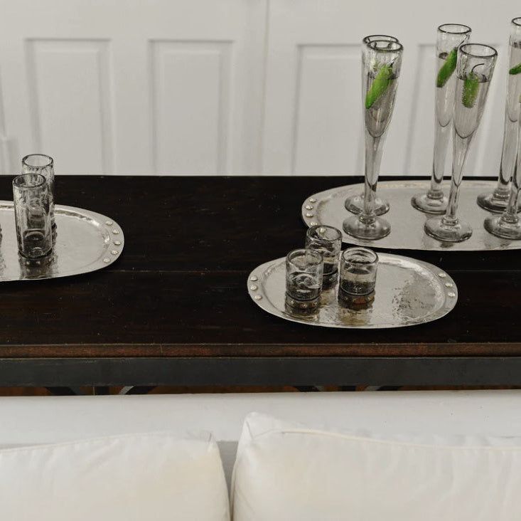 Jan Barboglio Ovalita nickel tray, view 3 | Cayen Home