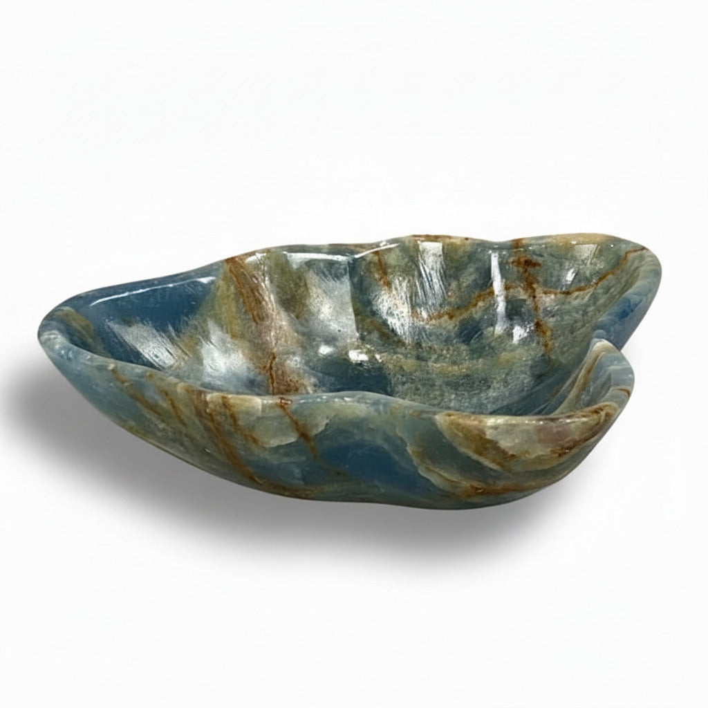 Blue onyx free form snack bowl, glossy, 15x12x4 | Cayen Home