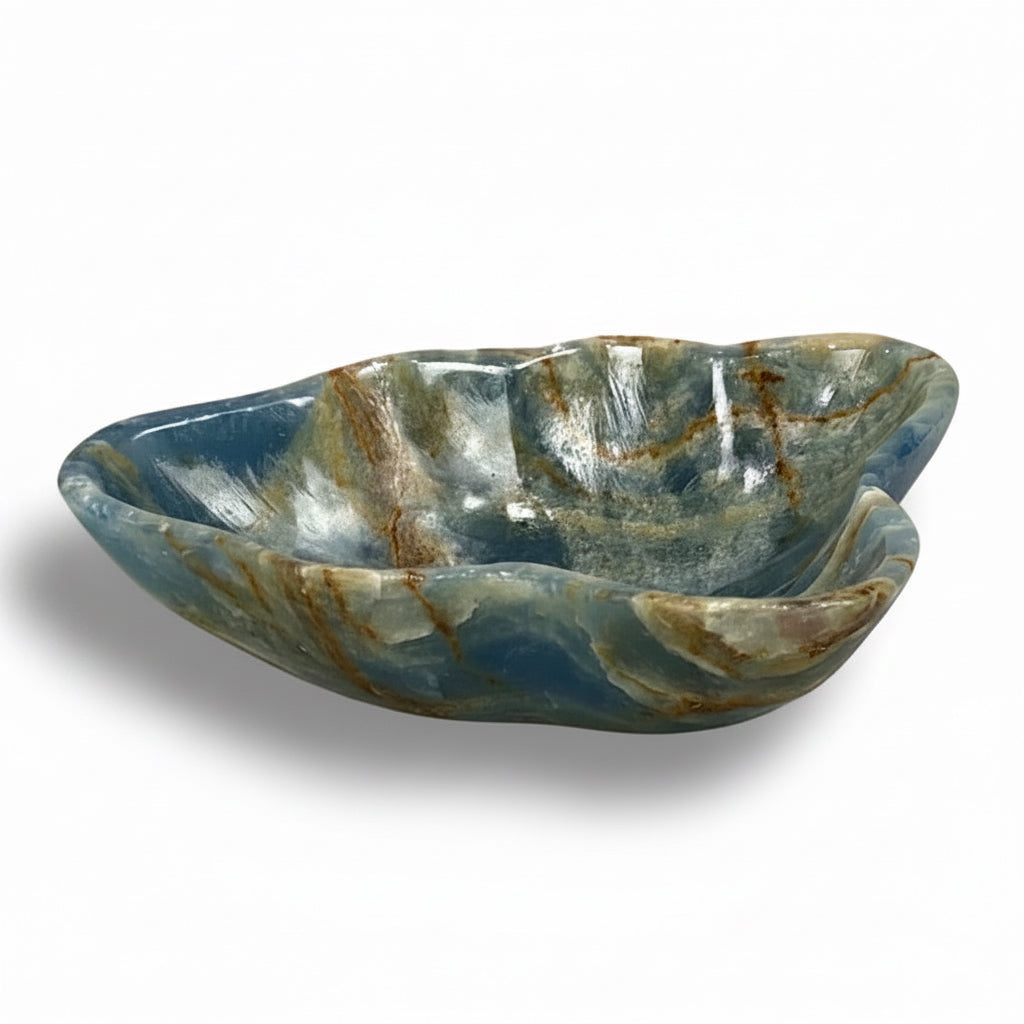 Blue onyx free form snack bowl, glossy, 15x12x4 | Cayen Home
