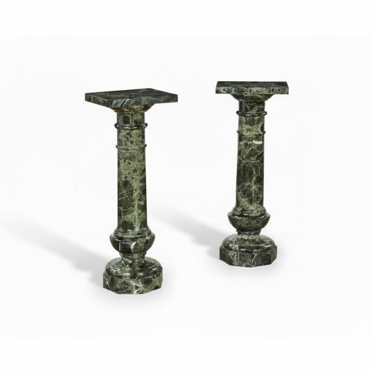 Green breccia marble pedestal, pair | Cayen Home