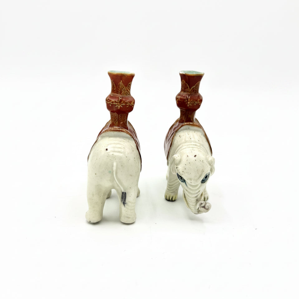 White elephants carrying red vases, view 2 | Cayen Home