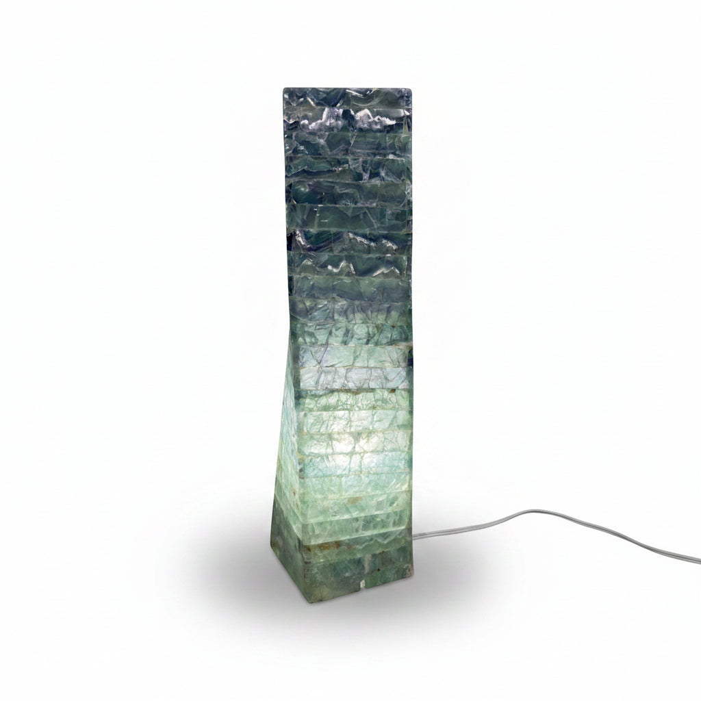 Fluorite twist marquetry lamp, 15x15x60cm | Cayen Home