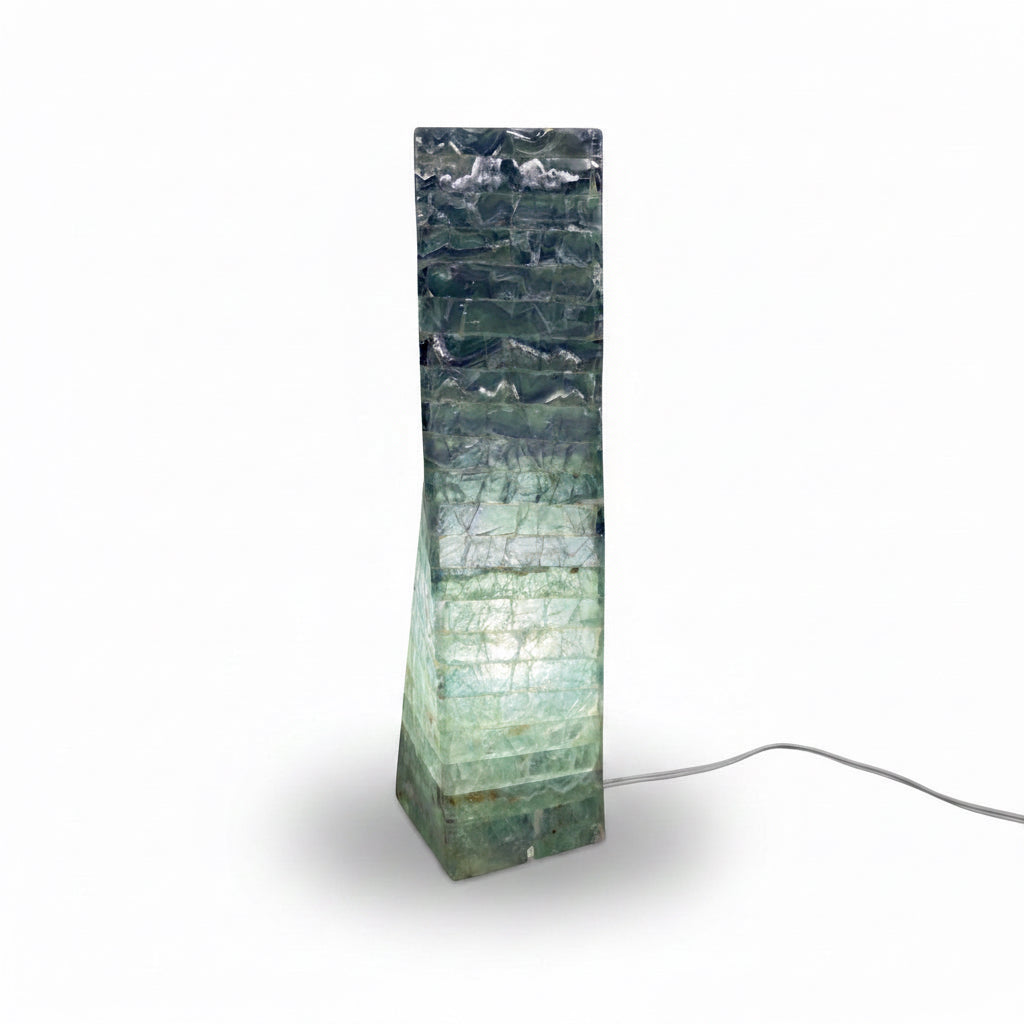 Fluorite twist marquetry lamp, 15x15x60cm | Cayen Home