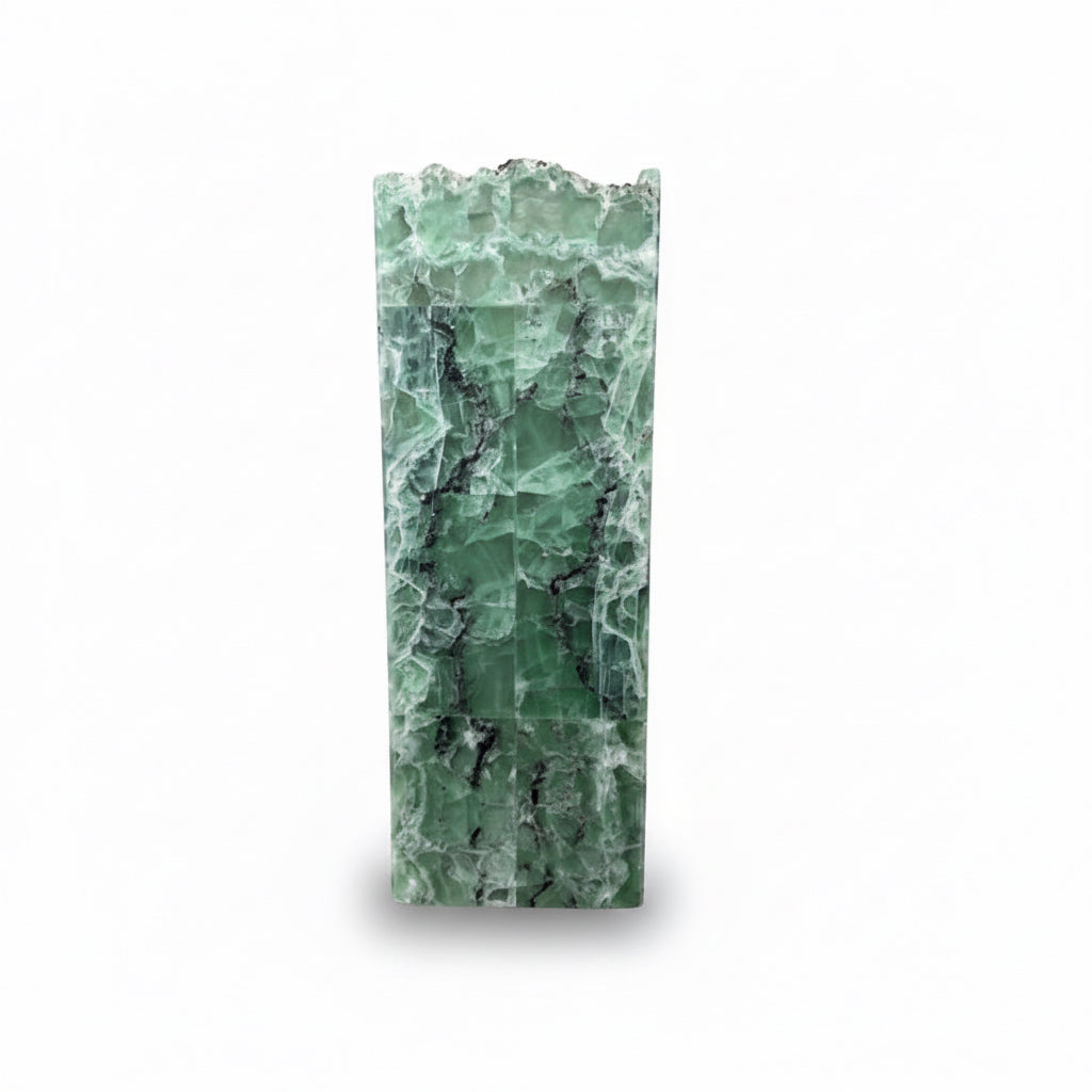 Fluorite prism marquetry lamp, rustic edge | Cayen Home