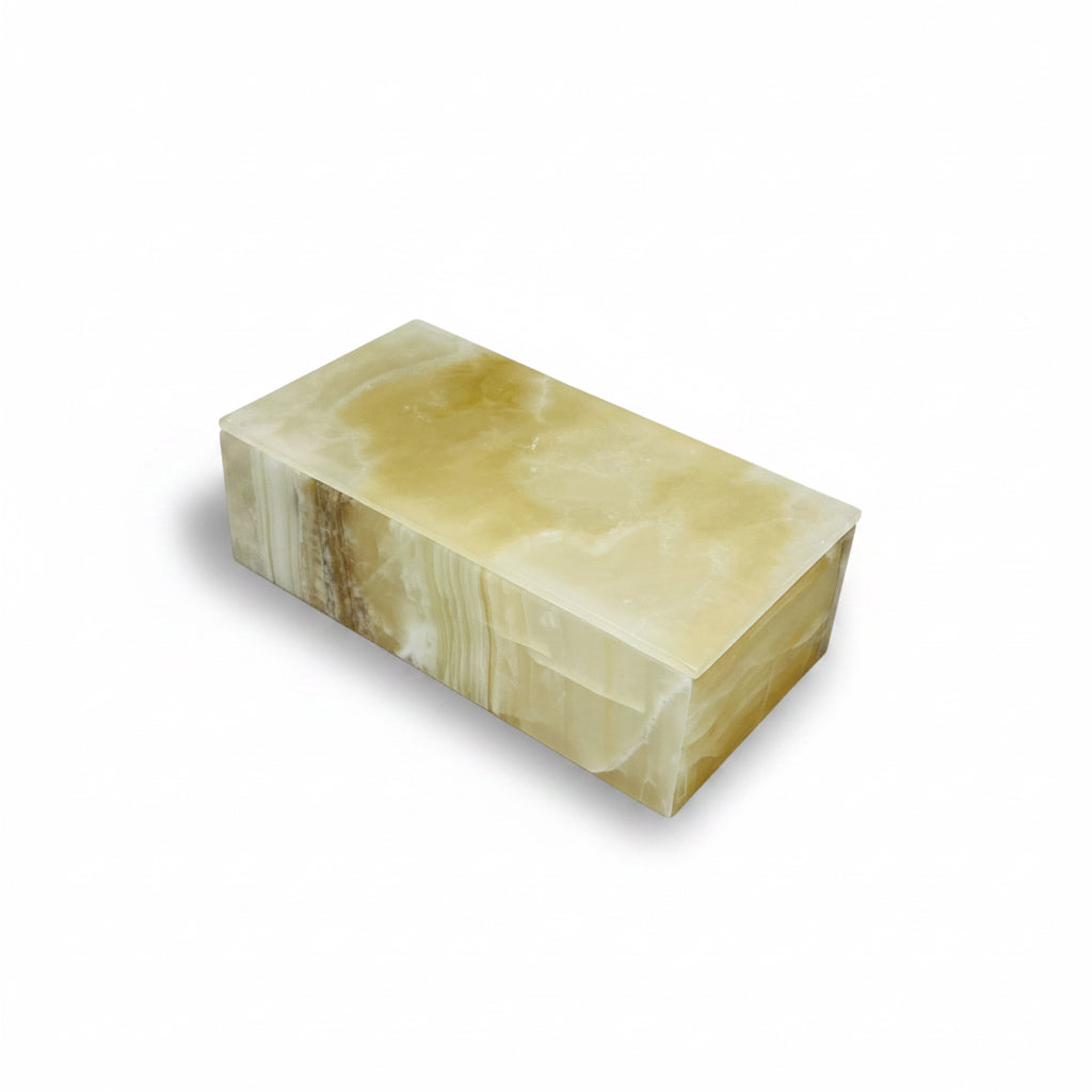 Amber onyx rectangular jewelry box, 25x13x8, view 2 | Cayen Home