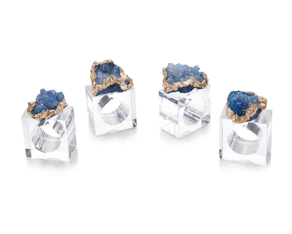 John-Richard blue and gold geode napkin rings, set of four | Cayen Home