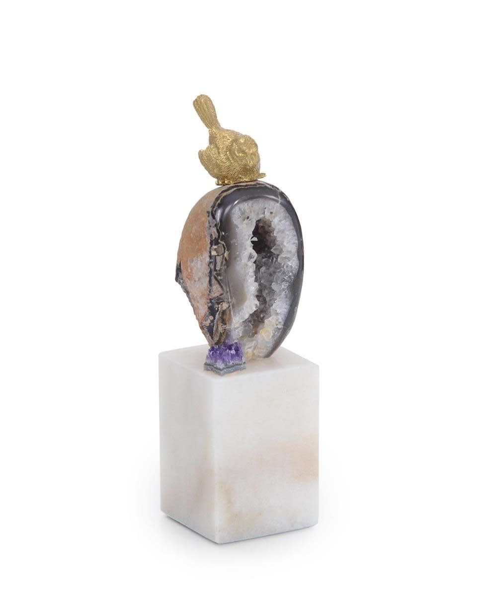 John-Richard brass bird and geode sculpture II | Cayen Home