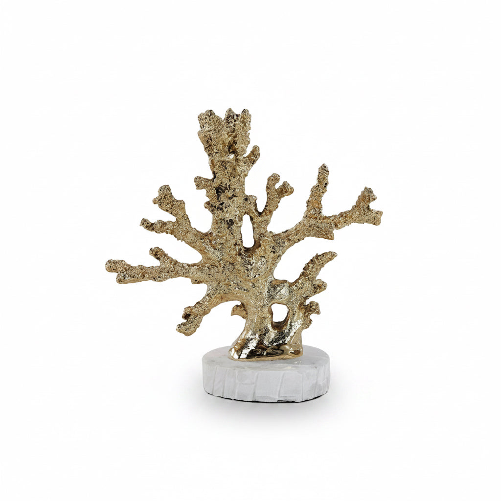 John-Richard brass coral candleholder on selenite base | Cayen Home
