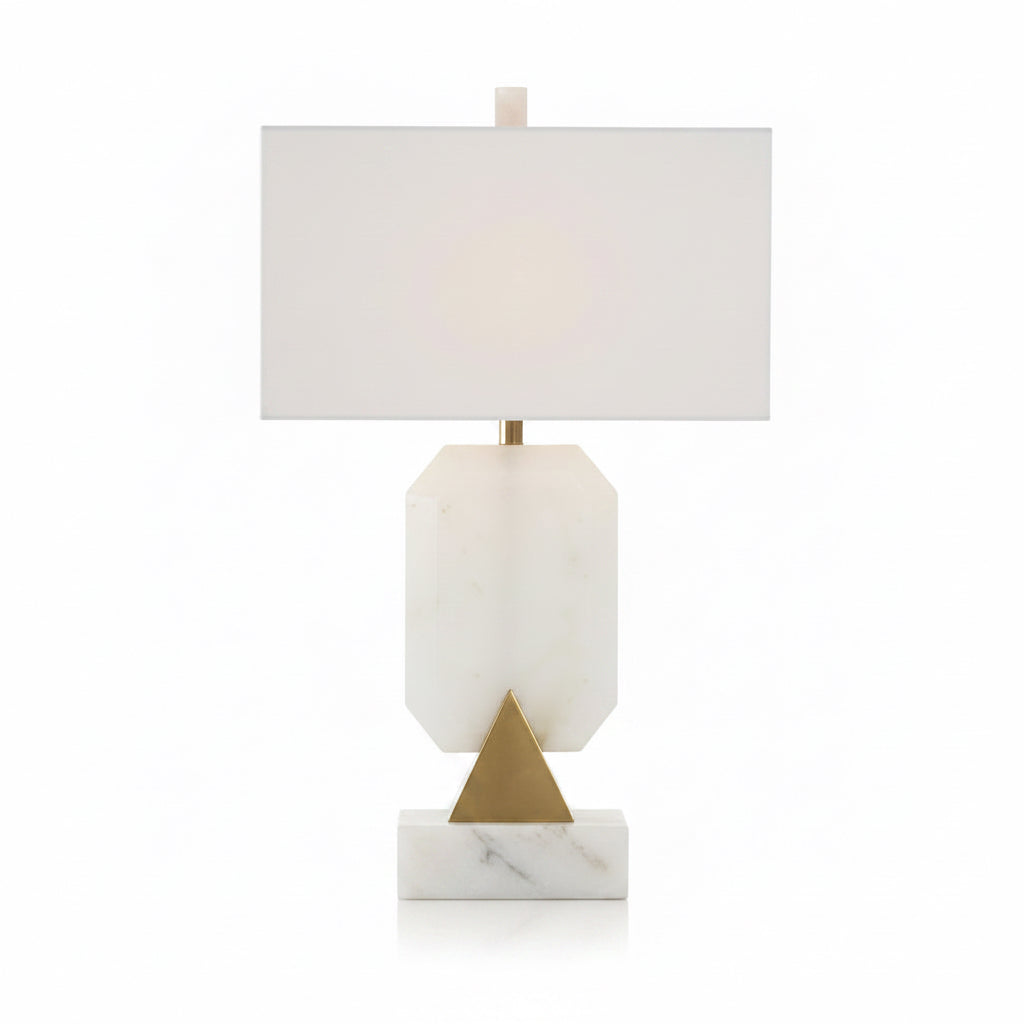 Table lamp with a geometric design on a white background