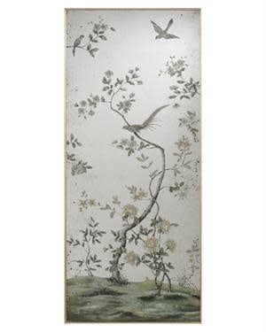 John-Richard eglomise birds on branch Roku mirror panels, set of two, view 3 | Cayen Home
