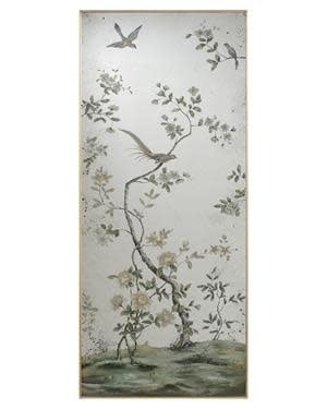 John-Richard eglomise birds on branch Roku mirror panels, set of two, view 2 | Cayen Home